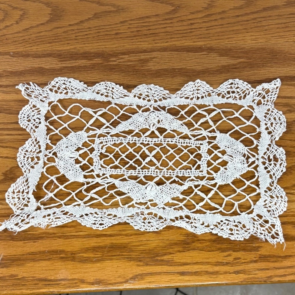Vintage Handmade Crochet Doily Lot 7pc White Cream Lace Round Rectangular Mixed